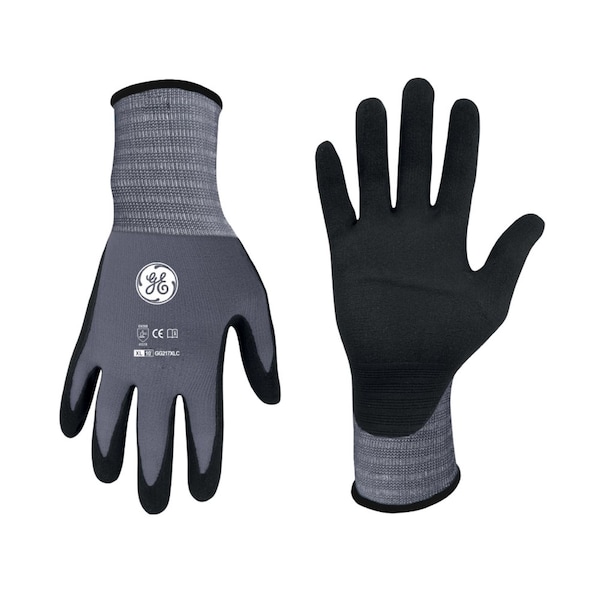 Ge Coated Gloves, Micro Foam Nitrile, Gray/Black, XL 24 PK GG217XL - main